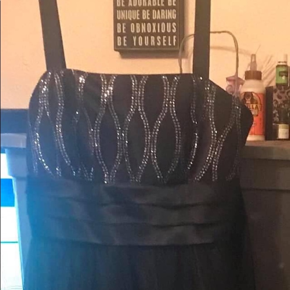 Black Rhinestone Formal Mini Dress